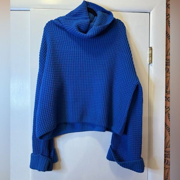 FREE PEOPLE Park City Pullover Sweater Blue Women’s Size Medium - Picture 3 of 7